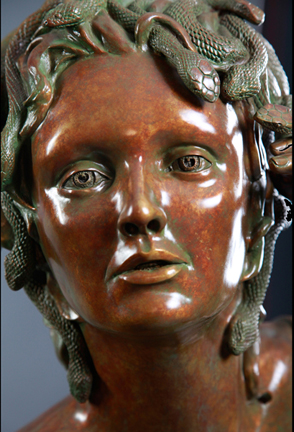 Realistic Bronze Sculpture Statue Site Specific commission of Medusa